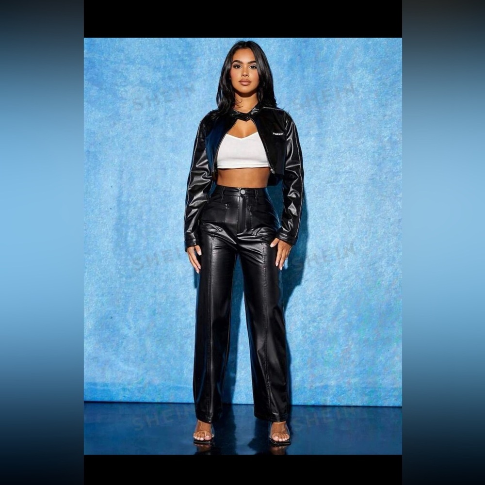 Black PU leather pants